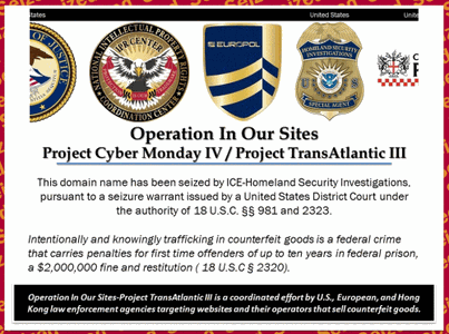 700 Domains seized by ICE, Europol and Hong Kong Customs on Cyber Monday
