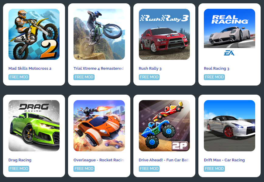 A hacked racing game on a hacking website