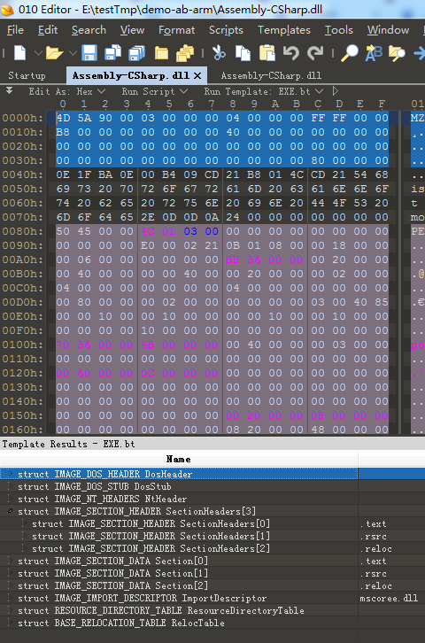 Virtualised DLL structure cannot be properly parsed by 010 Editor