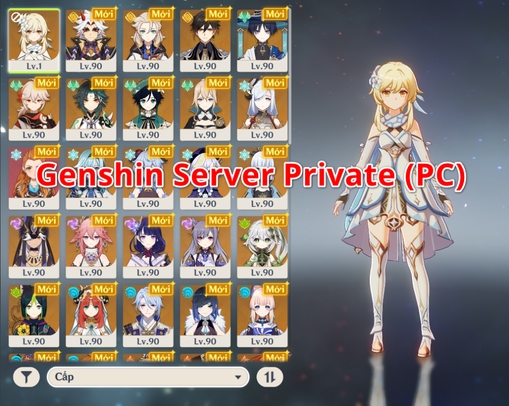 Screenshot of the private server for the game Genshin Impact