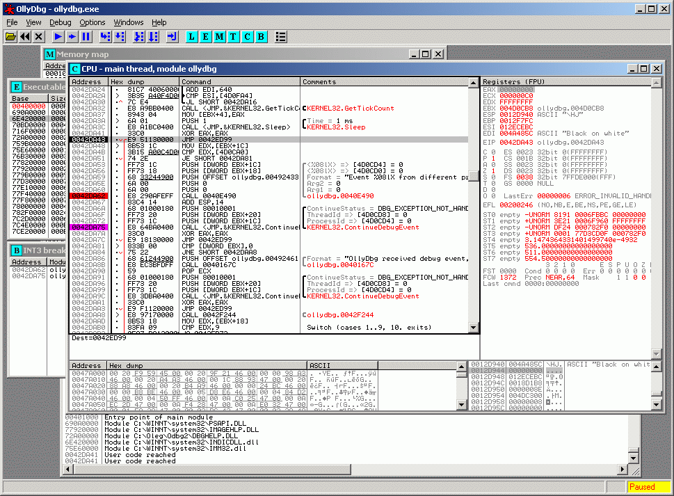 Ollydbg operation interface