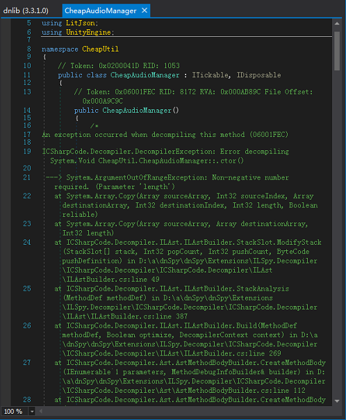 function encryption causes dnSpy parsing errors