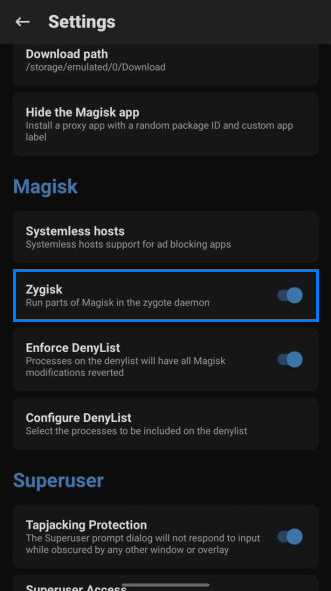 Hiding features Zygisk