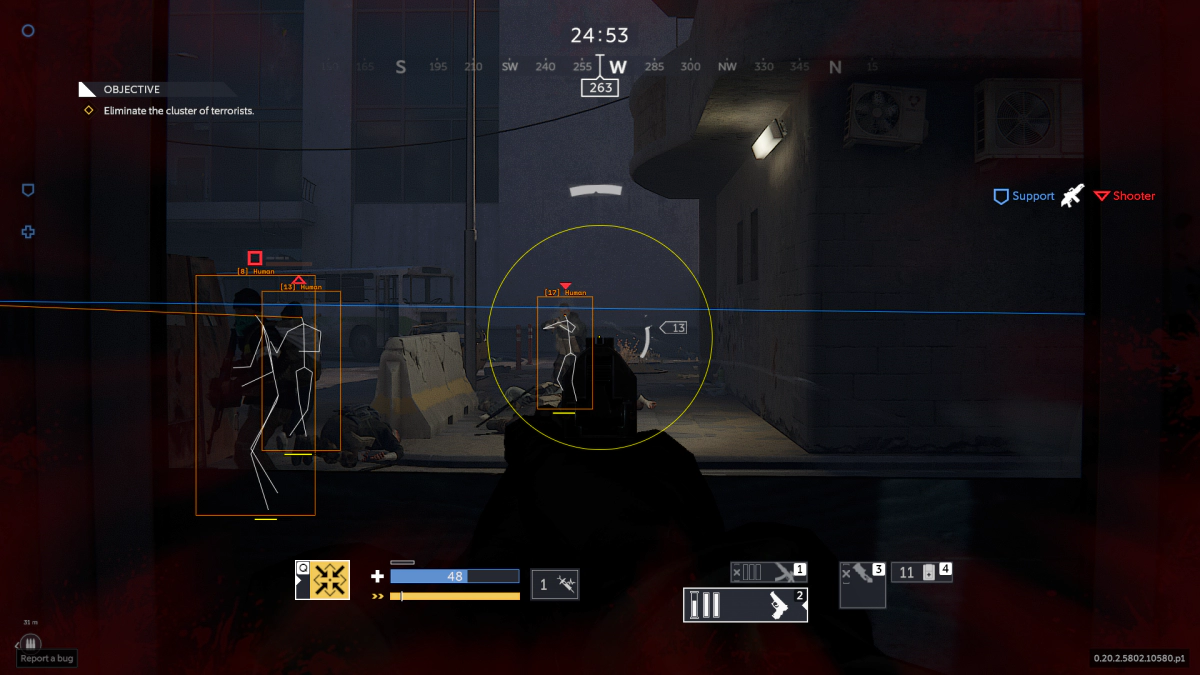 Achieving a perspective effect by reading coordinate functions to mark enemies
