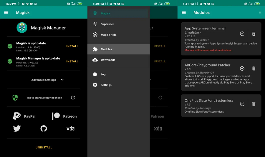 Magisk interface