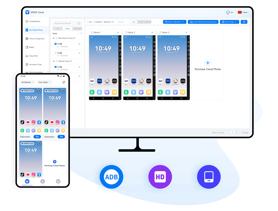Cloud mobile phone batch simulation device